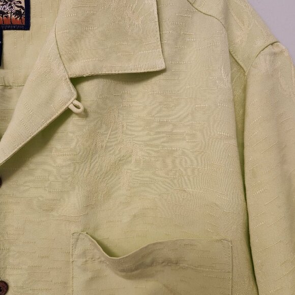 Havana Jacks Cafe Hawaiian Shirt Yellow Palm‎ Trees Embroidered Button Up Large - Picture 7 of 15